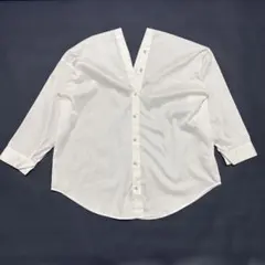 Loungedress ラウンジドレス リネン混 2WAYブラウス 白 パール