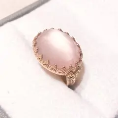 クークロワッサン　￼刻印あり　ローズクォーツゴールドリング　K14 クークロワッサン ￼刻印あり ローズクォーツゴールドリング K14