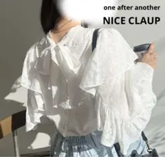 NICE CLAUP 前後２WAY ボウタイリボンフリルブラウス　白
