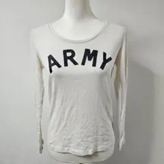 LOWRYS FARM ビッグロゴ カットソー【M】ARMY ワイドネック
