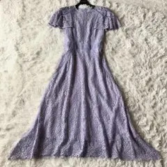 美品☆グレースコンチネンタル　パッチワークレースドレス　ロング丈　ラベンダー