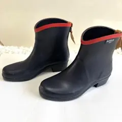 エーグル AIGLE レインブーツ ミスジュリエット 紺 赤 37 特殊ゴム使用