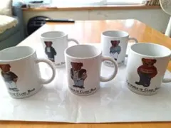 クラシックなクマのキャラクターマグカップ5個セット　内海産業製