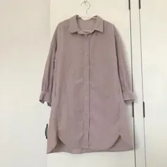 くすみピンク コーデュロイ シャツワンピース　130