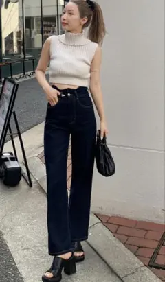 GRL ウエストウェーブデザインデニムパンツ[gn290] 裾上げ済み品