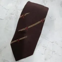 ヤ*テ様 ランバン　ネクタイ　ブラウン　ロゴストライプ　絹　高級感【n938】