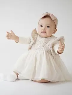 フリル付きニットワンピースドレス　ロンパース