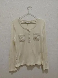 LAURA ASHLEY 長袖 ヘンリーネック カットソーのサムネイル