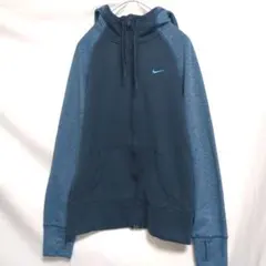 NIKE★ナイキ L程度 Therma-Fit パーカー ネイビー 紺色 ロゴ