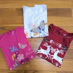 carter's　長袖Tシャツ 3枚セット 花 蝶 トナカイ