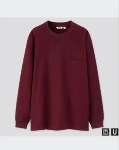 UNIQLO U クルーネック長袖Tシャツ ボルドー M