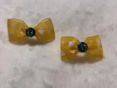 ハート模様イエローリボンヘアゴム