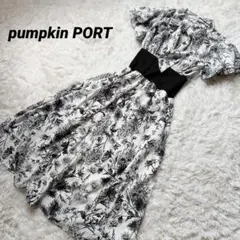 pumpkin PORT ボウタイAライン マキシ丈 ボタニカル柄 ワンピースのサムネイル