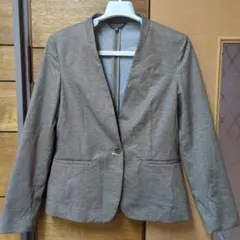 UNITED ARROWS ノーカラージャケット 36 ブラウン