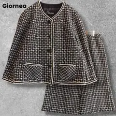 大きいサイズ✨️日本製✨️ジョルネア　ノーカラージャケット　スカートセット　LL