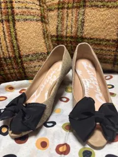 Lanvin リボン付きオープントゥパンプス