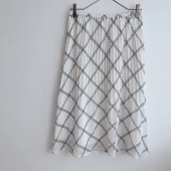 BANANA REPUBLIC 切替プリーツスカート 白 S　キレイめ　膝下のサムネイル