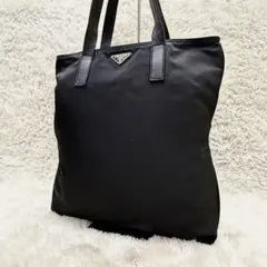 PRADAプラダ 三角ロゴ レザー トートバッグ 大容量 A4 黒 ナイロン