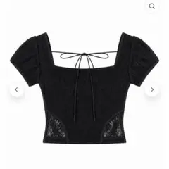 新品　yilon イロン　RIBBON LACE TEE black 黒