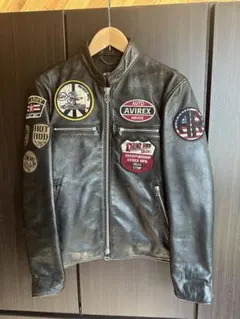 AVIREX レザージャケット ワッペン ブラック M