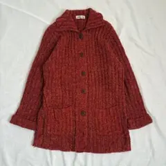 vintage リブニットカーディガン メランジ ニットコート カジュアル