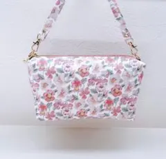 【一点限り】リバティ　タナローン　シンクオブミー持ち手付きポーチ(中)