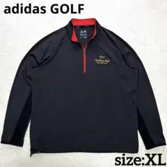 adidas GOLF ハーフジップ トラックジャケット ジャージ XL 黒/赤