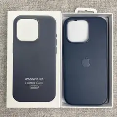 「新品未使用」iPhone 16 Pro レザーケース ネイビー MagSafe
