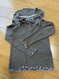 &mignon 長袖カットソー 120cm ボーダー フリル　バースディ