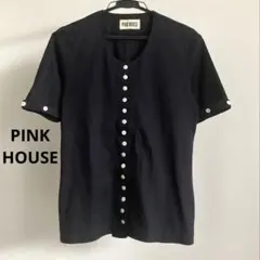 ピンクハウス　Tシャツ　ブラウス　トップス　黒　ボタン　綿100%