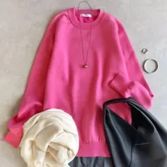 美品▲SLOANE スローン//12Gダブルフェイスニットセーター ▲ピンク