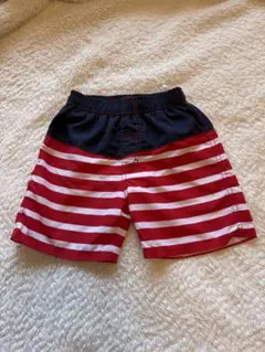 キッズ 水着 赤と白のストライプ