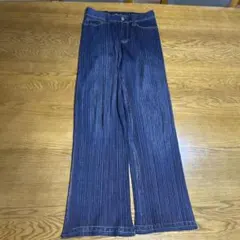 イッセイミヤケPLEATS PLEASE ダークブルー デニム柄パンツのサムネイル