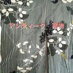 難ありアンティーク小紋 縞模様 草花柄 縦縞 夏着物のサムネイル