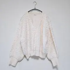 earth music&ecology ループ編みショートニットカーディガン