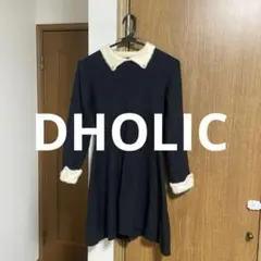 襟付きブラックワンピース　dholic