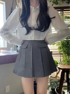 インパン裏地付きフラッププリーツミニスカート[gn102]