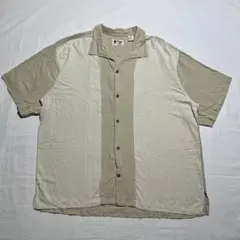 Vintage Silkシルク90sツートンオープンカラーシャツ開襟シャツ古着