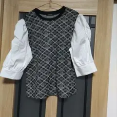 大きいサイズ五分袖ボリューム袖が可愛いトップス