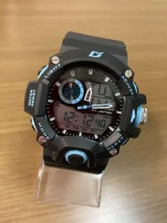 Dashアナデジ腕時計 ブラック×ブルーADWW16035 電池交換稼働中