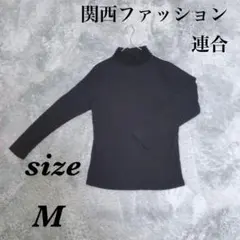 関西ファッション連合 (M)長袖カットソー 薄手 襟レース ストレッチ シンプル