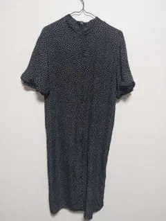 【美品】ドット柄半袖シャツワンピース　Mサイズ