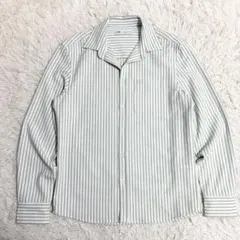 ZARA 長袖シャツ レーヨン混 縦ストライプ グリーン Sサイズ