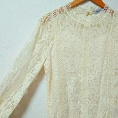 【未使用】Futier Land◆総レース プチハイネック ベージュ Lサイズ