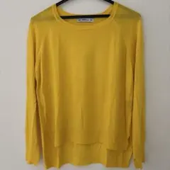 ZARA KNIT サマーセーター 長袖 薄手 M イエロー