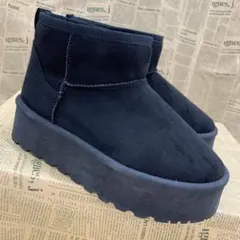 新品★レディース★Sサイズ★裏ボア 厚底ムートンブーツ 黒 524