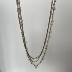 新品未使用　FOREVER 21 マルチチェーン パール調ネックレスのサムネイル