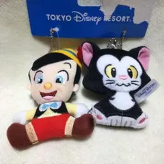 訳あり☆ピノキオ&フィガロ　ヌイグルミバッジセット☆ディズニーランド　マスコット