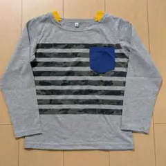 長袖カットソー 130 グレー ストライプ