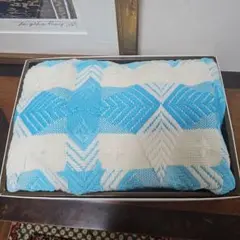 SUMMER KET 青白幾何学模様ブランケット